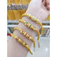 ราคา #สร้อยข้อมือเศษทองลายชีฟองคั่นโอ่งลงยา (15299832946)