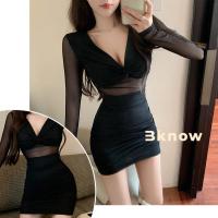 ราคา ชุดมินิเดรส ทรงรัดรูป ผ้านิ่มยืดตามตัว เดรสสั้นแฟชั่น สะโพกสตรี สีดำเดรสทรงเอ (23930451919)