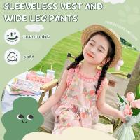 ราคา ชุดเสื้อกั๊กและกางเกงขายาวทรงกว้างสำหรับเด็กผู้หญิง ชุดลำลองแฟชั่นสำหรับเด็ก (57306167785)
