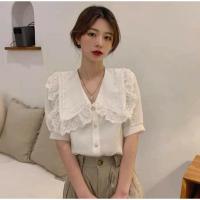 ราคา เสื้อคอบัวระบายลูกไม้ มือ 1 #เสื้อ #เสื้อคอบัว #แฟชั่นนำเข้า #แฟชั่นสไตล์เกาหลี (11046402692)