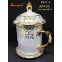 ราคา ชุดแก้วมัค เบญจรงค์ (แก้วน้ำ) งานเคลือบมุก เดินน้ำทอง (24862355307)