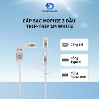 ราคา Mophie อเนกประสงค์ 1 ม. ป้องกันการพันกัน ป้องกันการแตกหัก Trip-Trip สายชาร์จเร็ว 3 หัว สีขาว (41624472118)