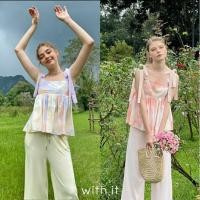 ราคา ‼️ส่งต่อ‼️with.it.store เสื้อแขนกุดผูกโบว์ไหล่ ginny top (18512324051)