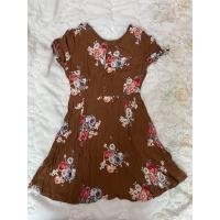 ราคา เดรส Forever21 เดรสเว้าหลังสีน้ำตาลลายดอก (21442580772)