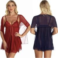 ราคา ชุดนอนซีทรูไซส์ใหญ่พร้อมผ้าคลุมไหล่ ชุดนอนซีทรูคนอ้วน (7689557763)