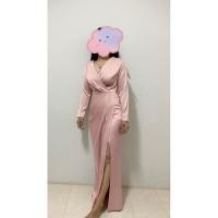 ราคา ชุดราตรียาวแขนยาว ชุดออกงาน ชุดเดรสยาว สีชมพูอ่อนสวยหรู (22373821771)