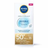 ราคา Nivea นีเวีย ซัน เดอร์มา อินวิซิเบิ้ล เดลี่ ฟลูอิด เอสพีเอฟ50+ กันแดดหน้า ขนาด 40มล. (54601058159)