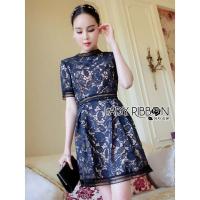 ราคา ฟรี EMS ชุดเดรสสั้น งานป้าย Lady Ribbon Thailand เสื้อผ้าแฟชั่นผู้หญิง Dress Size S สีกรมท่า พร้อมส่งสวยเหมือนแบบ (1055468272)