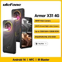 ราคา Ulefone Armor X31 4G Rugged Phone 12GB RAM+128GB ROM 6.56'' 48MP NFC Night Camera IR Blaster Android 14 Smartphone (51952775588)
