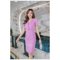 ราคา เดรสผ้าเปลือกไม้พิมพ์ลายเชิงมัดหมี่งานซับในสูท (20756571128)