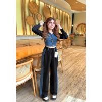 ราคา LT-9029 เสื้อแขนยาวมีฮูด+กางเกงขายาว ตัดแต่งเสริมผ้ายีนส์ S-5XL (43504661771)