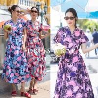 ราคา THONGYOY-Dress wrap Catleeya เดรสทรงป้ายผูกเอวลายดอกสวยหวาน เดรสใส่เที่ยวทะเล เดรสออกงานลายสวยๆ (24883548576)