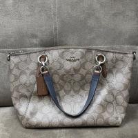 ราคา กระเป๋า Coach พัด 13" สีน้ำตาล ลายc มือสอง (16790693617)