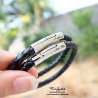 ราคา ข้อมือหนังแท้ สลักชื่อฟรี (438267296)