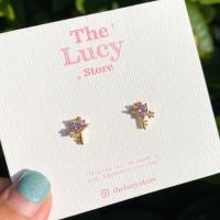 ราคา Love key earrings stud earrings (15462395515)