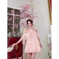 ราคา Pass El rever ชุดเดรสลูกไม้ลายดอกไม้สีชมพูพาสเทล ไซส์ S (42908819962)