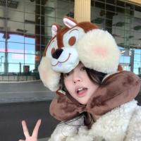 ราคา น่ารักการ์ตูน Chipmunk Hooded U-รูปคอหมอน Nap หมอน Travel Plane หมวก U-หมอนสาวของขวัญ (28464567021)