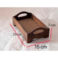 ราคา ถาดไม้ ถาดวางแก้ว ถาดวางของ เสื่อสานกว้าง 15 x ยาว 25 x สูง 7 cm (23920277658)