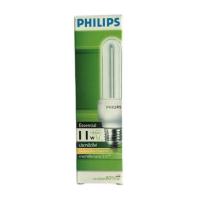 ราคา Philips Essential หลอดประหยัด รูปตะเกียบ 2U 11W ขั้วเกลียว E27 แสงขาว เหลือง (7746549496)