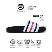 ราคา MERAH FILLERI รองเท้าแตะสไลด์ยางสีดําสีขาวแถบสีแดง TRG 002 (43272858862)