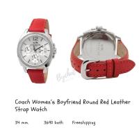 ราคา Coach Women’s Boyfriend Round Red Leather Strap Watch #14502171 (10121792212)