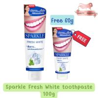 ราคา ( ฟรี!!60กรัม) Sparkle Fresh White toothpaste 100g. สปาร์คเคิล ยาสีฟัน เฟรช ไวท์ 100กรัม (8478316726)