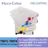 ราคา T9071 - T9074 T9081 - T9084 Refillable Ink Cartridge For Epson WF-6590 WF6590 WF-6090 WF6090 Printe (55106099898)
