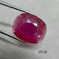 ราคา Naturally BIG Ruby Oval Burnt 27 carat Size 15.2x18.0x7.2 มม. Pomegranate เผาใหม่ พลอยทับทิม สองหน้า (28666825343)