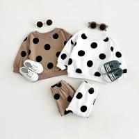 ราคา ฤดูใบไม้ผลิฤดูใบไม้ร่วงเสื้อผ้าเด็กสูทชายหญิงลายจุดพิมพ์แขนยาวด้านบนกางเกงกีฬา2ชิ้นชุด (27358997515)