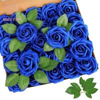 ราคา 25/30Pcs Artificial Sapphire Blue Roses Flowers For Party Garden Decor Foam Fake Roses with Stem Wedding Valentine's Day (27060794447)