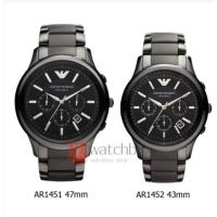 ราคา พร้อมสต็อก ！Emporio Armani Ceramica Chronograph Black Dial Black นาฬิกาข้อมือผู้ชาย รุ่น AR1452/AR1451 (29851730872)