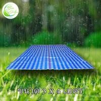 ราคา เนื้อหนา ขนาด 3x4 เมตร สีฟ้า-ขาว ผ้าใบ ผ้าพลาสติก บลูชีทอย่างดี ไม่ขาดง่าย เย็บขอบ เจาะตาไก่ กันน้ำ (5332338941)