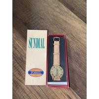 ราคา vintage sundial fossil men's brown leather watch (6162931099)