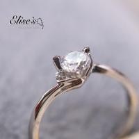 ราคา ER-1059 Elise's Jewelry เครื่องประดับผู้หญิง แหวนเพชร Classic CZ เกรดพรีเมี่ยม หน้าเพชรขนาด 0.5 กะรัต เคลือบทองคำขาว (4616459338)