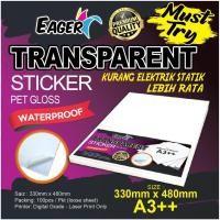 ราคา A3++ PET Transparent Sticker / Glossy / Sticker kalis Air / Label Sticker / Frozen Sticker / Laser Printer Sticker (40227483886)
