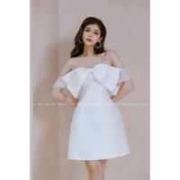 ราคา ใหม่ เดรสปาดไหล่ผูกโบว์แขนไหมพรม (27622503385)