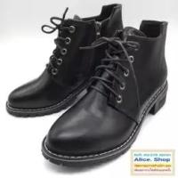ราคา รองเท้าบูท รองเท้าบูทหญิง แบบหนังบูทเชือกผูก สีดำ รุ่น BT055 (6248938788)