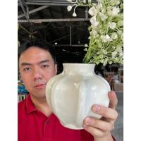 ราคา แจกันจัดดอกไม้ ทรงกลม สีขาวพ่น ขนาด 5.5x5.5นิ้ว แจกันเซรามิค รหัส1468 (28931577038)