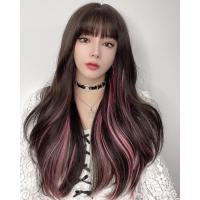 ราคา วิกผม รุ่น สตาร์ไลท์ สีดำน้ำตาลธรรมชาติไฮไลท์สีชมพู ยาว 65 cm. (21674449865)