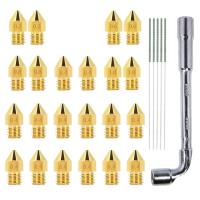 ราคา MK8 Nozzles 22 pcs 3D Printer Brass Nozzles 0.2mm, 0.4mm,0.6mm, 0.8mm, 1.0mm CR-10 Nozzle with DIY Tools (44126714499)