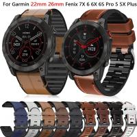 ราคา 22 26 มม.หนัง + สายนาฬิกาซิลิโคนสําหรับ Garmin Fenix 7X 7 6X 6 Pro 5X 5 Epix Gen 2 Smartwatch Easyfit สายรัดข้อมือสร้อยข้อมือ (26761633543)