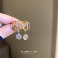 ราคา ต่างหูห่วง ทรงกลม ประดับลูกปัดคริสตัล ทอง 18K หลากสีสัน (22737845844)
