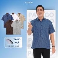 ราคา [LINEN 4] PAPAGO เสื้อผู้ชายวัยกลางคนแขนสั้นผ้าไฮบริดแนวนอนพิมพ์ลาย - P25SNHT012 (41366070036)