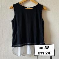 ราคา เสื้อเบลาส์แขนกุด เสื้อยืดผู้หญิง แบรนด์ GU มือสอง (E0001) (55405260360)