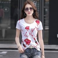 ราคา เสื้อยืดคอกลม แขนสั้น สกรีนรูปปาก (สีขาว) รหัส FSD1802 (1269569033)