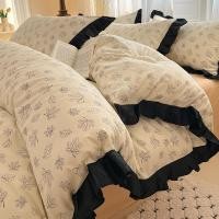 ราคา ผ้าปูที่นอนผ้าฝ้ายสไตล์ฝรั่งเศสย้อนยุคชุดสี่ชิ้นสไตล์เจ้าหญิงใหม่ผ้าปูที่นอนผ้าฝ้าย 100 ลูกไม้ผ้านว (41973602138)