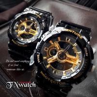 ราคา us submarine รุ่น TP-3163ML นาฬิกาคู่รักจับเวลาของแท้กันน้ำ100%พร้อมกล่อง สีดำทอง (1234179716)