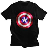 ราคา เสื้อยืดหล่อเหลากัปตันอเมริกาเสื้อยืดผ้าฝ้ายกางเกงขาสั้นผู้ชายเสื้อยืดลำลองลายโล่ซูเปอร์ฮีโร่เสื้อยืดแฟชั่น (28961148224)