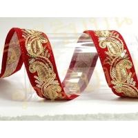 ราคา แถบผ้าปักลายลูกน้ำอินเดีย(สีแดงสด) (22688417044)