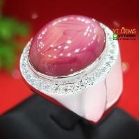 ราคา แหวนทับทิมกินบ่เซี่ยง ทับทิมสตาร์ ล้อมเพชร แหวนเงินแท้ 92.5% ชุบทองคำขาว ประดับ พลอยทับทิมกินบ่เซี่ยงแท้ (มีสตาร์ชัด)... (5049262432)